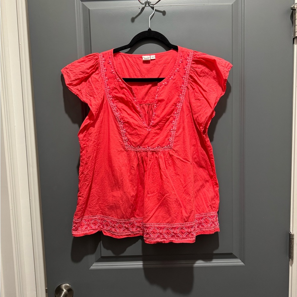GAP Women's Pink Embroidered Blouse